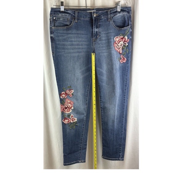 Kensie Jeans‎ Blue Denim Embroidered Floral Skinny Fit 10/30 Streetwear 67-39 - Picture 7 of 14